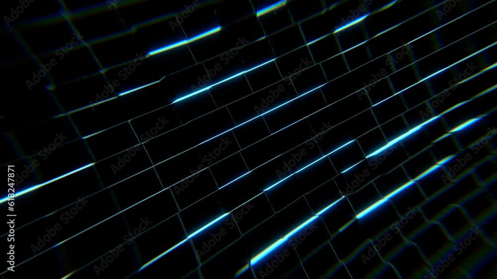 Poster 3d rendering. brick wall illuminated by neon pink light from spotlights. abstract background light e