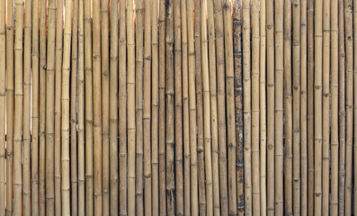 Old bamboo plank fence texture material construction for background.