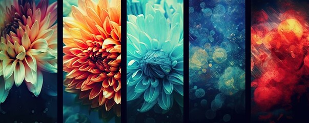 colorful flowers image with flowers watercolor wallpapers, in the style of dark turquoise and light amber, swirling vortexes, i can't believe how beautiful this is, airbrush art AI Generative