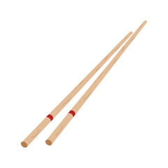 Bamboo sticks for sushi flat vector isolated on white background