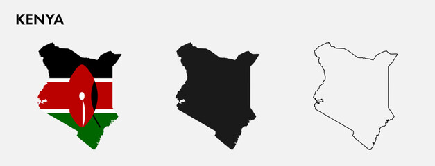 Set of Kenya map isolated on white background, vector illustration design