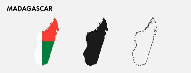 Set of Madagascar map isolated on white background, vector illustration design
