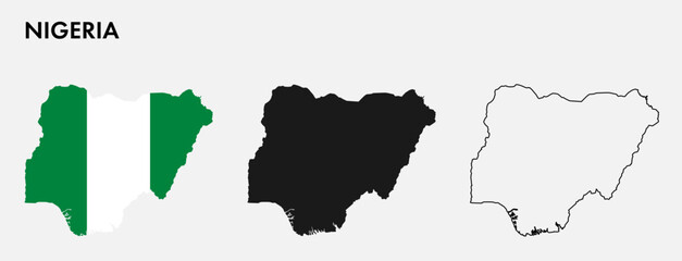 Set of Nigeria map isolated on white background, vector illustration design