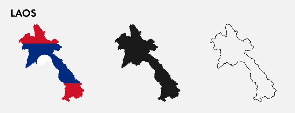 Set of Laos map isolated on white background, vector illustration design