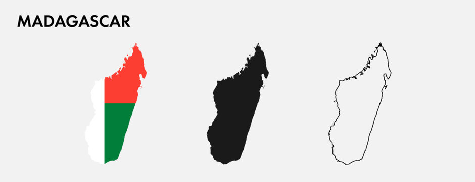 Set of Madagascar map isolated on white background, vector illustration design