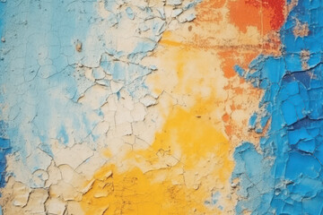 Obraz premium Close-up of an old painted wall with peeling paint