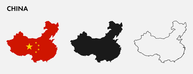 Obraz premium Set of China map isolated on white background, vector illustration design