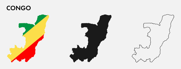 Set of Congo map isolated on white background, vector illustration design