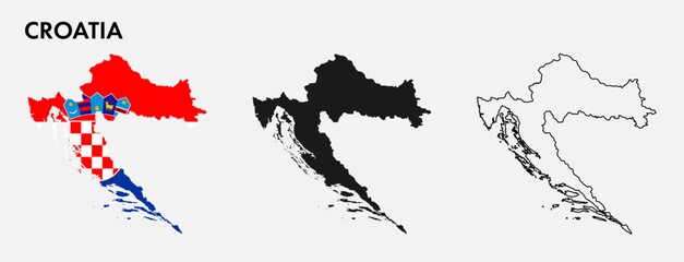 Set of Croatia map isolated on white background, vector illustration design
