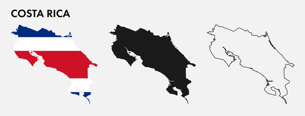 Set of Costa Rica map isolated on white background, vector illustration design
