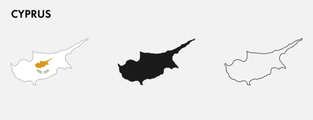 Foto op Canvas Set of Cyprus map isolated on white background, vector illustration design © The Imaginary Stock