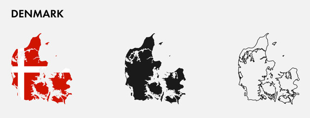 Set of Denmark map isolated on white background, vector illustration design
