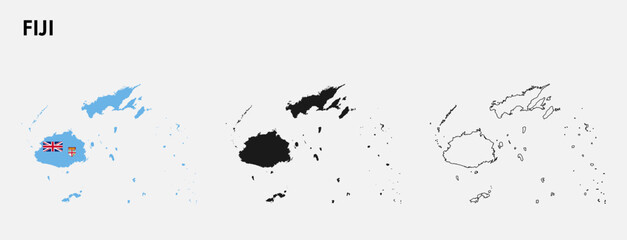 Set of Fiji map isolated on white background, vector illustration design - obrazy, fototapety, plakaty