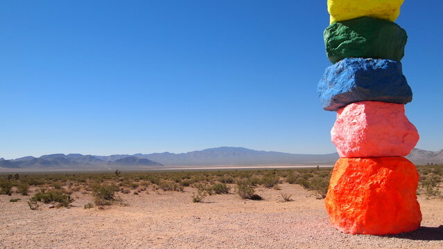 Colorful rock art installation outside of Las Vegas