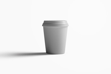 Cup coffee mock-up with lid and white background