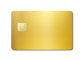 Gold credit card on a white background - 613252247
