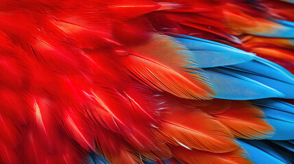 Fototapeta premium Large colorful South American macaw ara parrot sitting outdoor close up. Generative ai