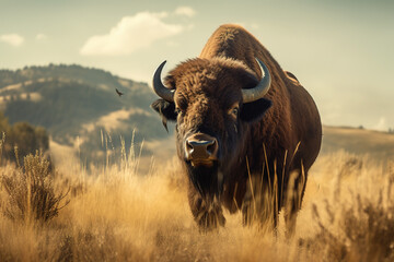 Majestic portrait of a bison buffalo