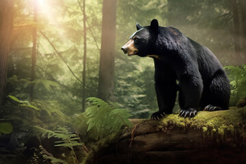 Black bear roaming the forest