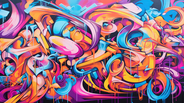 Fototapeta Graffiti grunge wallpaper. AI