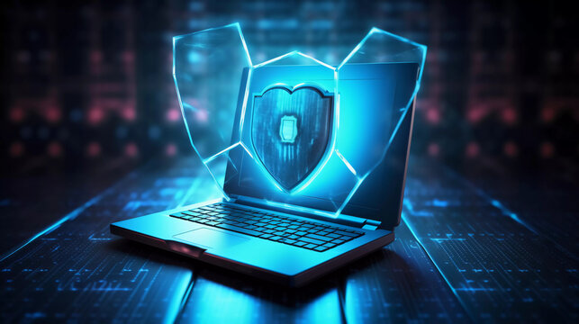 Lock icon for cyber security of digital data and businessman hand, futuristic holographic padlock, Online privacy, Secure internet icon. Generative AI.