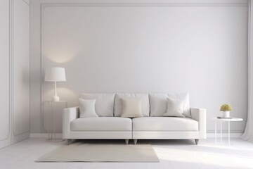 interior background white decor living living room stylish style trendy floor white. Generative AI.