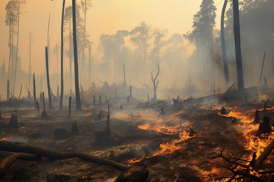 Aftermath of a forest fire - AI Generated
