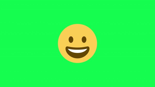 Social media animated smiley with blinking eyes emoji in transparent background alpha channel and green screen chroma key for apps or ad commercial.