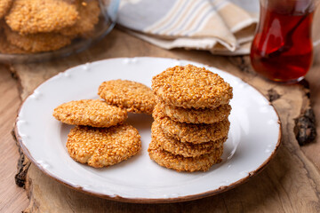 Ramadan sweets background. Cookies of El Fitr Islamic Feast. Egyptian cookies 