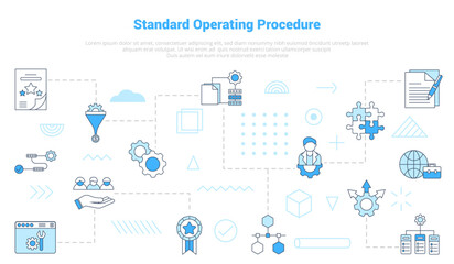 sop standard operating procedure concept with icon set template banner with modern blue color style