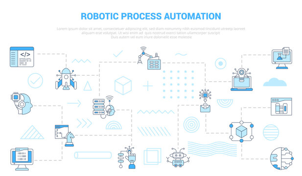 rpa robotic process automation concept with icon set template banner with modern blue color style