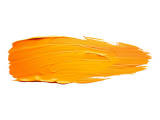 Orange yellow brush stroke isolated on transparent or white background, png