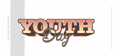 Youth day text effect, Editable 3d vintage style text tittle