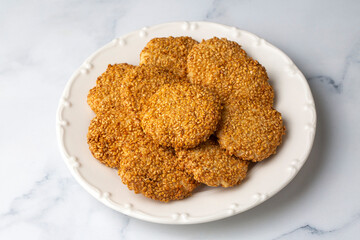 Ramadan sweets background. Cookies of El Fitr Islamic Feast. Egyptian cookies 