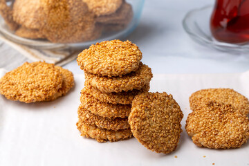 Ramadan sweets background. Cookies of El Fitr Islamic Feast. Egyptian cookies 