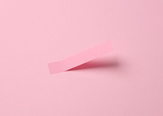 Pink blank note stripe sticker on pink pastel background