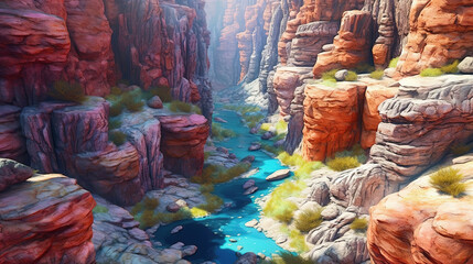 Red rock canyon road panoramic. Generative ai