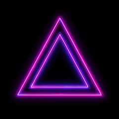 Purple triangle, neon, black background, Generative AI