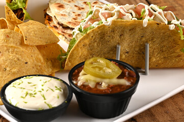 mexican food tacos guacamole jalapeno pepper quesadillas nacho tortilla tex-mex cuisine healthy food spiced tomato and onion