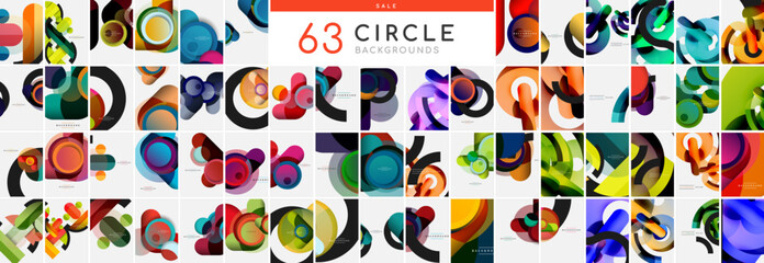 Mega collection of circle backgrounds. Backdrop bundle for wallpaper, banner, background, landing page, wall art, invitation, print, posters