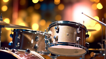 Fototapeta na wymiar Drums against a blurred background. Generative AI