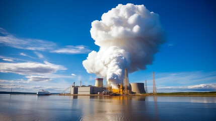 Smoke plumes from a nuclear power plant Generative AI