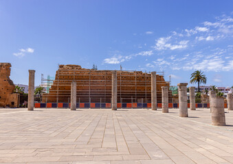 Remains of the unfinished Great Mosque in Rabat, the capital of Morocco