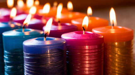 Close-up view of Advent candles Generative AI - obrazy, fototapety, plakaty