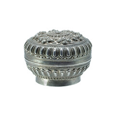 Thai silver container isolated on transparent background