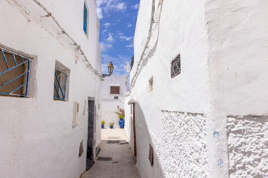 Street view and architecture in the Kasbah of the Udayas in the Moroccan capital Rabat
