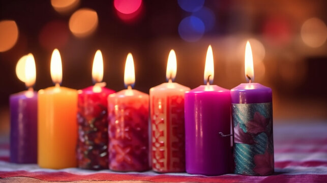 Close-up view of Advent candles Generative AI
