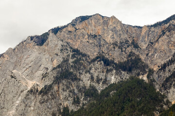 The steep slope of a rocky mountain