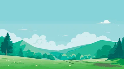 Foto op Plexiglas Koraalgroen spring landscape background, simple, vector illustration