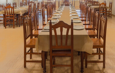 Restaurant table prepared for banquet